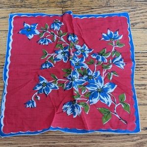 Vintage soft Vibrant Cotton Floral Hankie